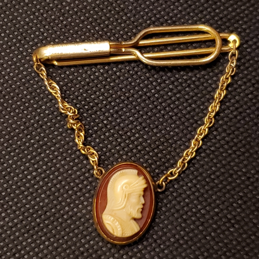 Men's vintage Masonic tie clip with cameo